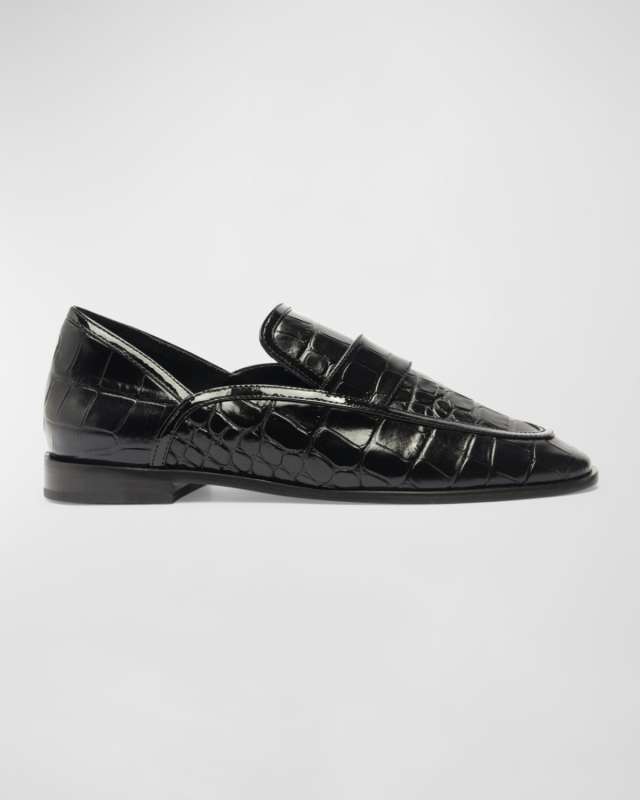 Maurice Croc-Embossed Leather Loafer Flats